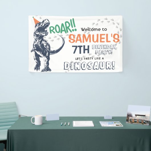 Dinosaur T-Rex in Party Hat Birthday Party Banner (Messeveranstaltung)