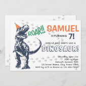 Dinosaur T-Rex in Party Hat Birthday Party Einladung (Vorne/Hinten)