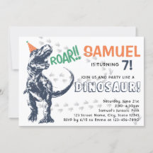 Dinosaur T-Rex in Party Hat Birthday Party