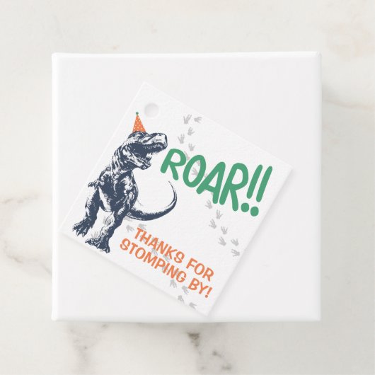 Dinosaur T-Rex in Party Hat Birthday Party Geschenkanhänger (Beispiel)