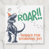 Dinosaur T-Rex in Party Hat Birthday Party Geschenkanhänger (Vorderseite)