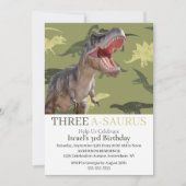 Dinosaur T Rex Jurassic World Pattern Kids Einladung (Vorderseite)