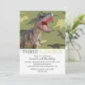 Dinosaur T Rex Jurassic World Pattern Kids Einladung (Stehend Vorderseite)