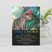 Dinosaur T Rex Kids Jurassic World Einladung (Stehend Vorderseite)