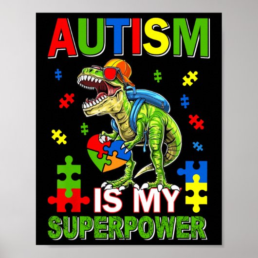 Dinosaur T-rex Kinder Autismus ist meine Supermach Poster (Vorne)
