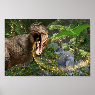 Dinosaur T-rex magische Märchenleuchten Dino Theme Poster