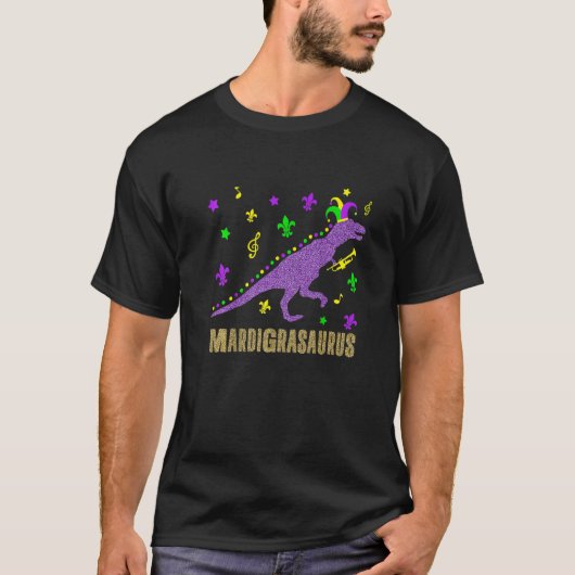 Dinosaur T Rex Mardi Gras Shirt for Boys Shirt Par (Vorderseite)