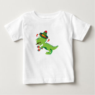 Dinosaur T-Rex Mexican Cinco De Mayo Kids Boys Baby T-shirt
