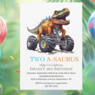Dinosaur T-Rex Monster Truck Einladung