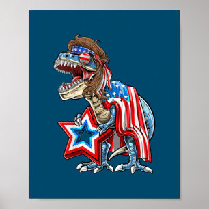 Dinosaur T Rex Mullet 4. Juli USA Poster