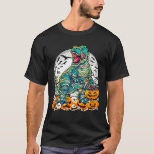 Dinosaur T Rex Mummy Pumpkin Halloween Costume Boy T-Shirt