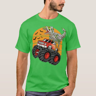 DInosaur T Rex Mummy Riding Monster Truck Hallowee T-Shirt