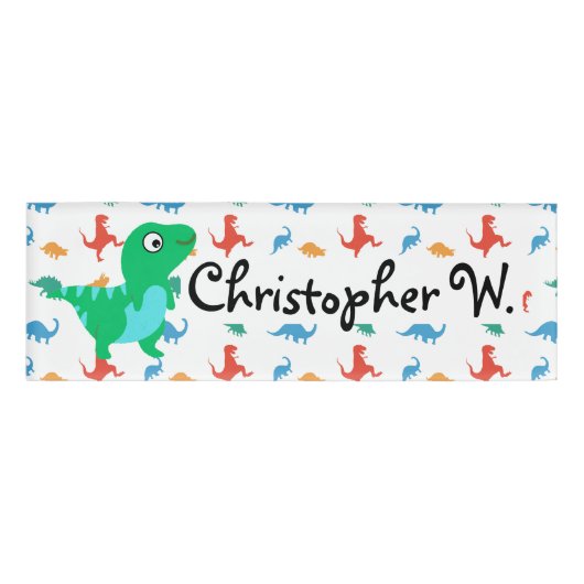 Dinosaur T-Rex Muster Moderne Kinder Namenschild (Vorderseite)