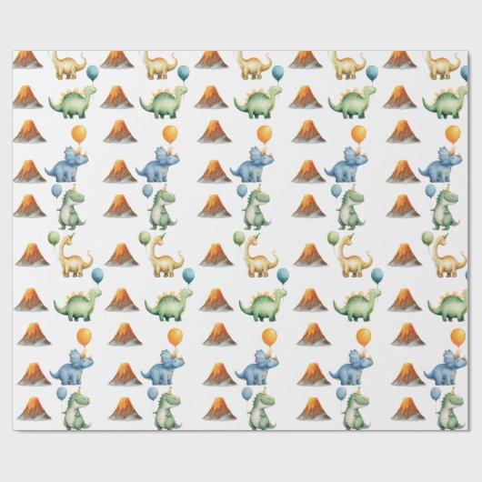 Dinosaur T-rex Name Age Wrapping Paper Geschenkpapier (Flach)