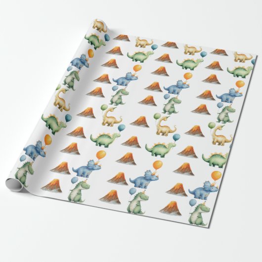 Dinosaur T-rex Name Age Wrapping Paper Geschenkpapier (Ungerollt)
