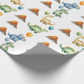 Dinosaur T-rex Name Age Wrapping Paper Geschenkpapier (Ecke)
