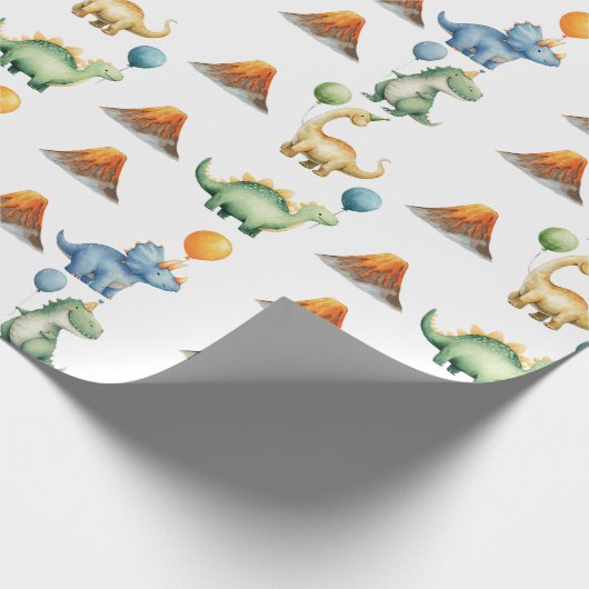 Dinosaur T-rex Name Age Wrapping Paper Geschenkpapier (Ecke)