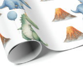 Dinosaur T-rex Name Age Wrapping Paper Geschenkpapier (Rolleneckpunkt)