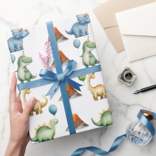 Dinosaur T-Rex Name Alter Geschenkpapier (Schenken)
