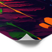 Dinosaur T Rex Orange Blue Poster (Ecke)