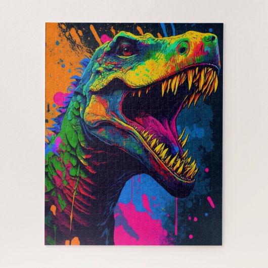 Dinosaur T Rex Orange Blue Puzzle (Vertikal)
