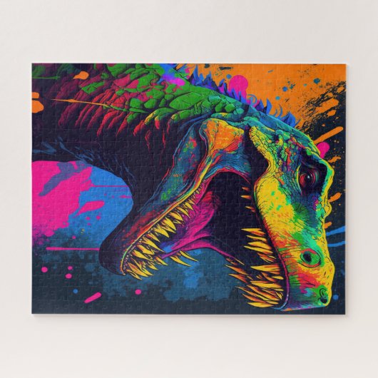 Dinosaur T Rex Orange Blue Puzzle (Horizontal)