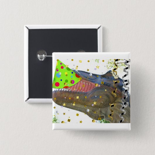 Dinosaur T-Rex Party Animal Button (Vorne & Hinten)