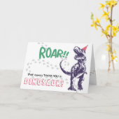 Dinosaur T-Rex Party Hat Pink & Lila Vielen Dank Karte (Gelbe Blume)