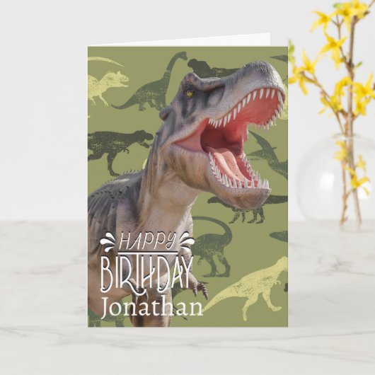 Dinosaur T Rex Pattern Jurassic World Karte (Gelbe Blume)