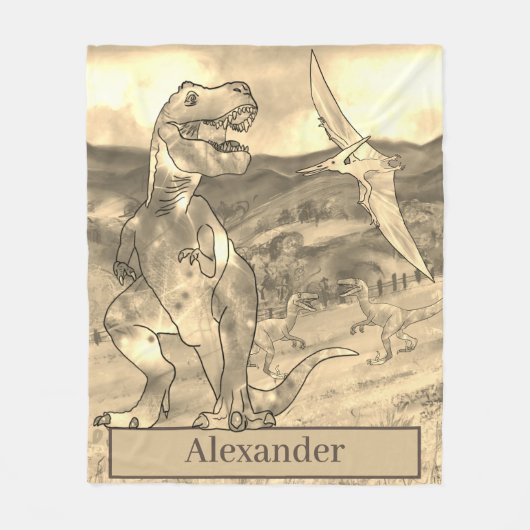 Dinosaur T Rex Personalisierte Kinder Fleecedecke (Vorderseite)