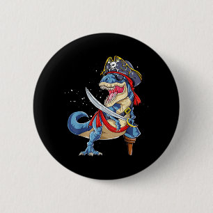 Dinosaur T Rex Pirat Jolly Roger Halloween Lustig Button