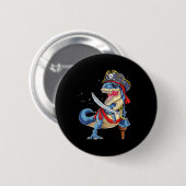 Dinosaur T Rex Pirat Jolly Roger Halloween Lustig Button (Vorne & Hinten)