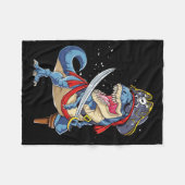 Dinosaur T Rex Pirate Piratenflagge Halloween Gesc Fleecedecke (Vorderseite (Horizontal))
