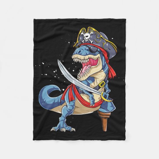 Dinosaur T Rex Pirate Piratenflagge Halloween Gesc Fleecedecke (Vorderseite)