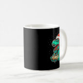 Dinosaur T Rex Playing Video Game Santa Hat Christ Kaffeetasse (VorderseiteRechts)
