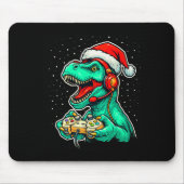 Dinosaur T Rex Playing Video Game Santa Hat Christ Mousepad (Vorne)