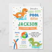 Dinosaur T-rex Pool Party Birthday Invitations Save The Date (Vorderseite)