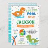 Dinosaur T-rex Pool Party Birthday Invitations Save The Date (Vorne/Hinten)
