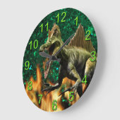 Dinosaur T-rex prähistorische Tierfeuerzahlen Große Wanduhr (Winkel)