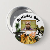 Dinosaur T-rex prähistorisches Foto brennt Jungs Button (Vorne & Hinten)