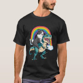 Dinosaur T Rex Rainbow Glitzern T-Shirt (Vorderseite)