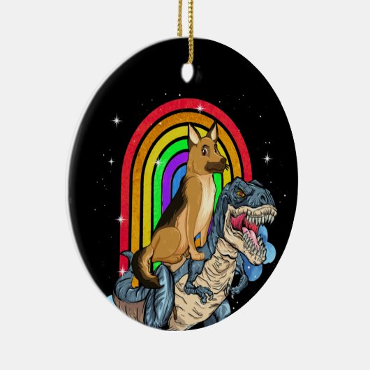 Dinosaur T rex Rainbow Keramik Ornament (Rechts)