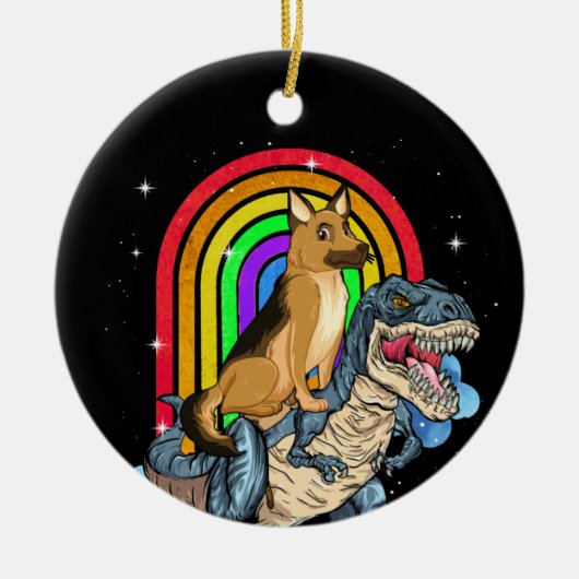 Dinosaur T rex Rainbow Keramik Ornament (Vorne)
