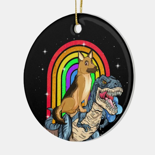 Dinosaur T rex Rainbow Keramik Ornament (Links)