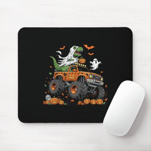 Dinosaur T-rex Riding Monster Truck Halloween Männ Mousepad (Mit Mouse)