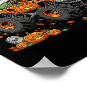 Dinosaur T-rex Riding Monster Truck Halloween Männ Poster (Ecke)