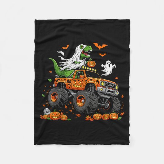 Dinosaur T-rex Riding Monster Truck Halloween Men  Fleecedecke (Vorderseite)