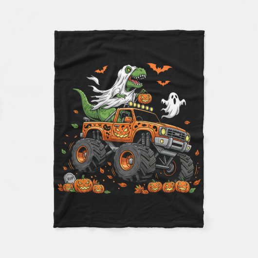 Dinosaur T-rex Riding Monster Truck Halloween Men  Fleecedecke (Vorderseite)