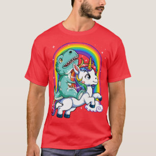 Dinosaur T rex Riding Unicorn für Mädchen Frauen K T-Shirt