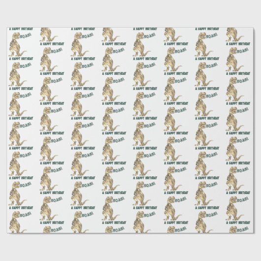 Dinosaur T-Rex Roar Happy Birthday Pattern Geschenkpapier (Flach)